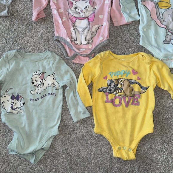 7 Long Sleeve Disney Onesies (Girls 12 months) - Picture 4 of 6